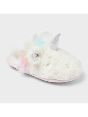 Little Girl's Slippers Unicorn Scuff - Cat & Jack™ Ivory XL (6-7)